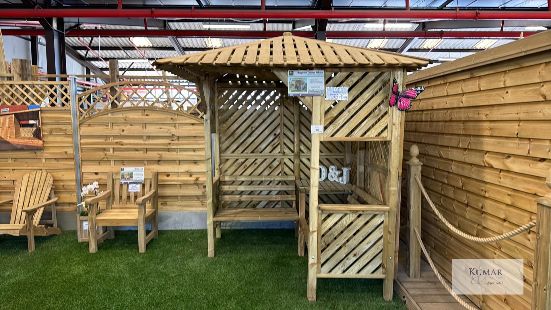 Brighton Corner Arbour with Internal Seating, Sizes (W x D x H) 2.0m x 2.2m x 2.49m RRP £879.99 - - Image 4 of 14