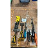Quantity of Hand Tools & Rivet Gun, Pry Bars, Chisel Etc