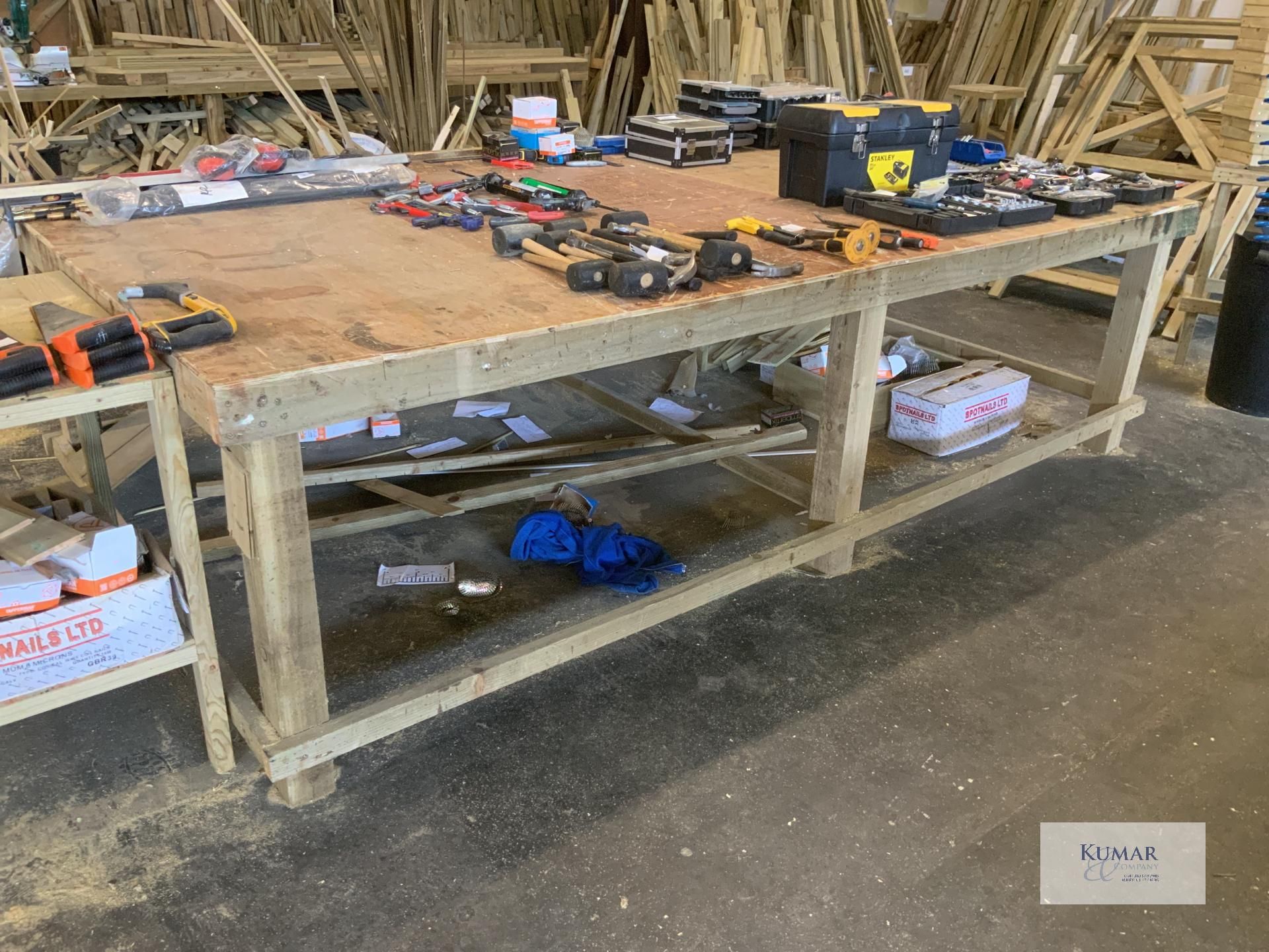 Timber Work Bench 3.3M X 1.9M . Contents Not Included - Image 3 of 4