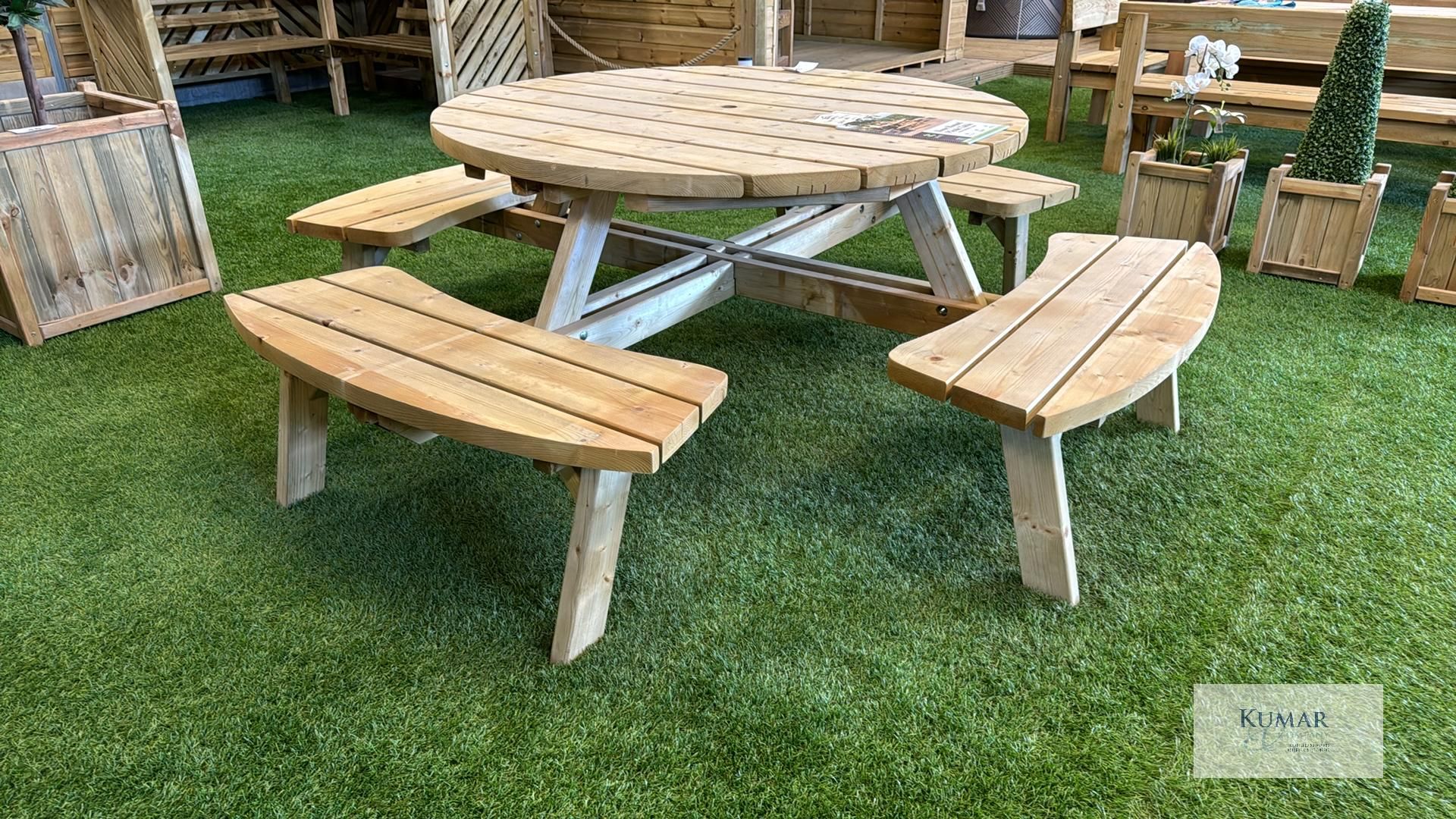 Rose Round Picnic Table w2.10m x h 2.23m, RRP £555.99 - Image 3 of 8