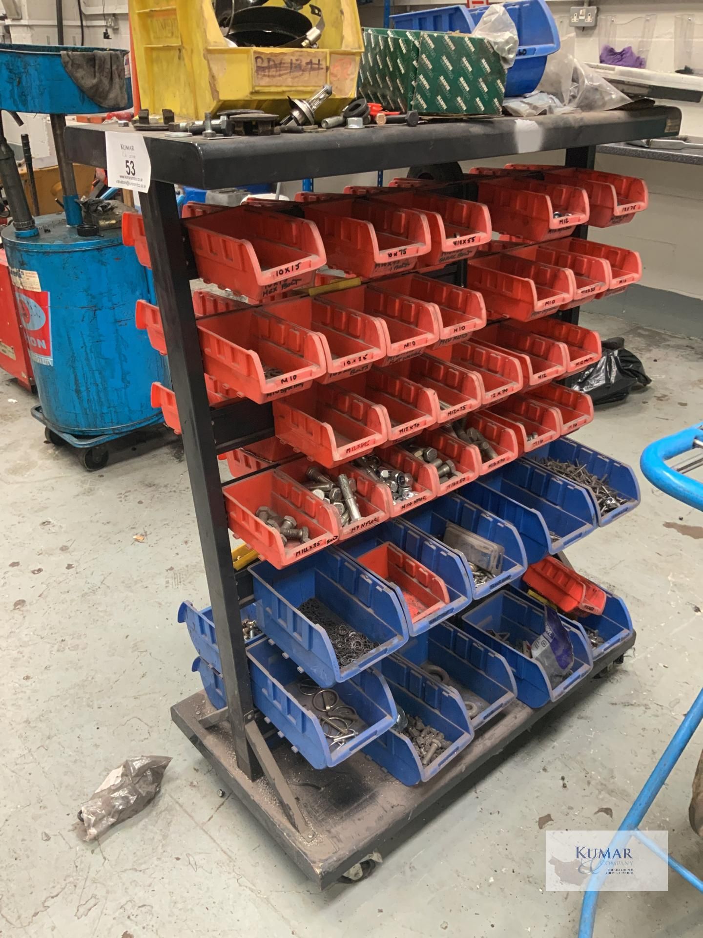 Mobile Trolley with Plastic Parts Bins & Contents - Image 2 of 7