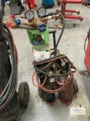 Oxyacetylene Murex 2 Guage Regulators with Cutting Torch Trolley - Please Note: Gas Bottles are