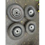 Set of 4 VW Transporter Steel Wheels & Part Worn Continental ContiVan Contact 200 205/65 R16C 107/05