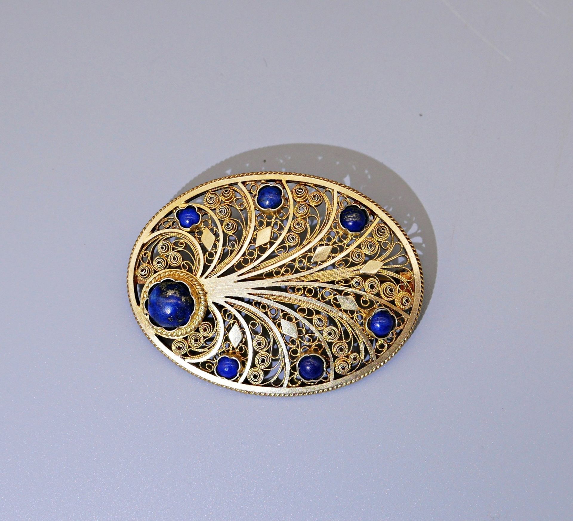 Brosche mit Lapis Lazuli - Bild 3 aus 3