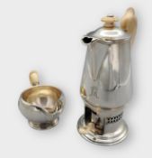 Mokkakännchen mit Rechaud und Sahnegießer