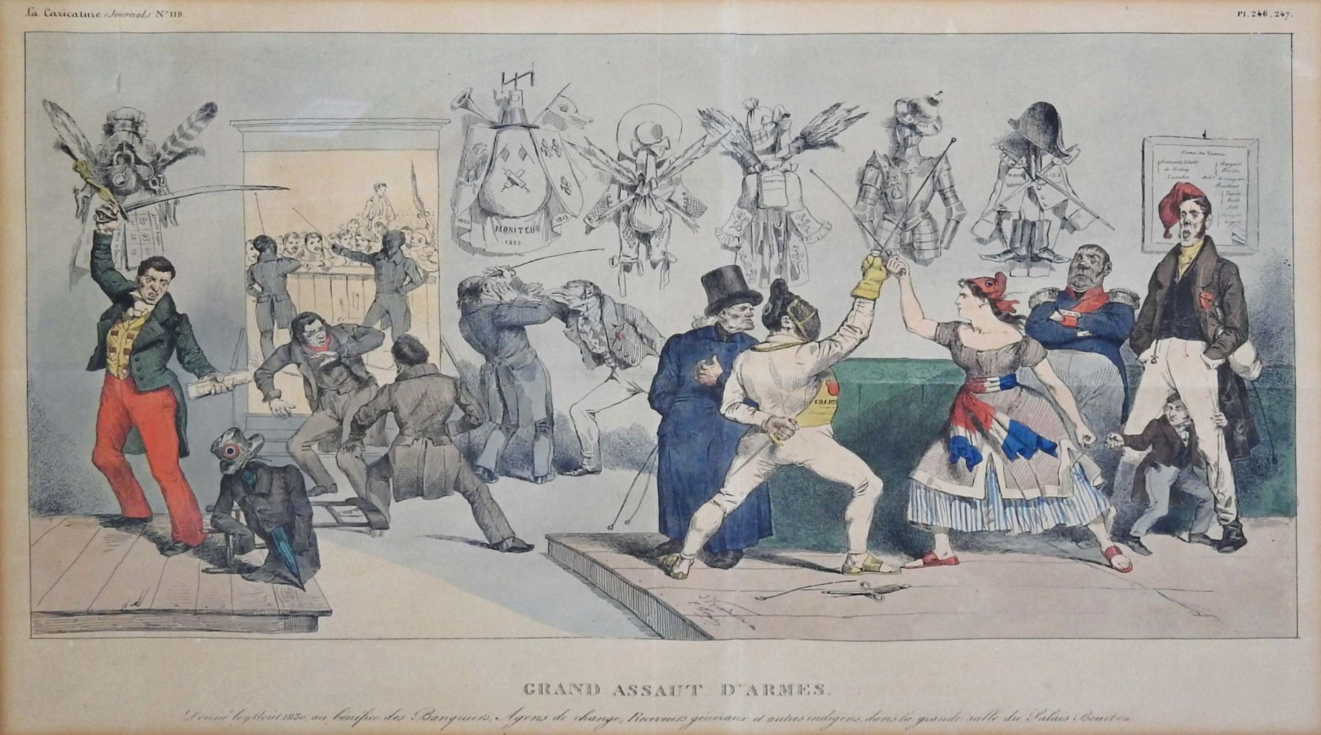Grandville, Karikatur der französischen Politik „Grand assaut d´armes“