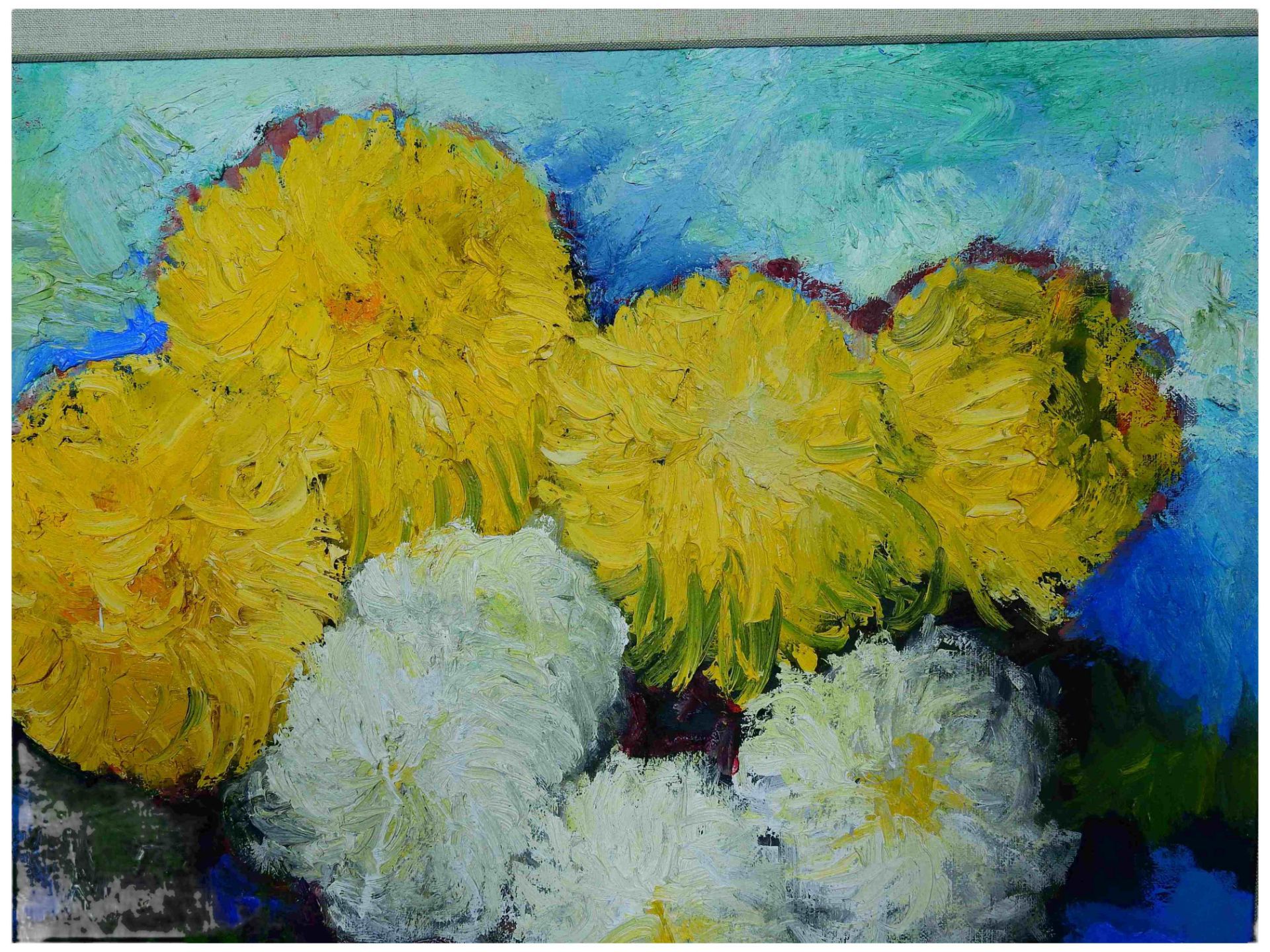 Paul Mathias Padua (1903 Salzburg – 1981 Rottach-Egern), Blumenstilleben mit gelben und weißen Chrys - Bild 7 aus 7