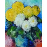 Paul Mathias Padua (1903 Salzburg – 1981 Rottach-Egern), Blumenstilleben mit gelben und weißen Chrys
