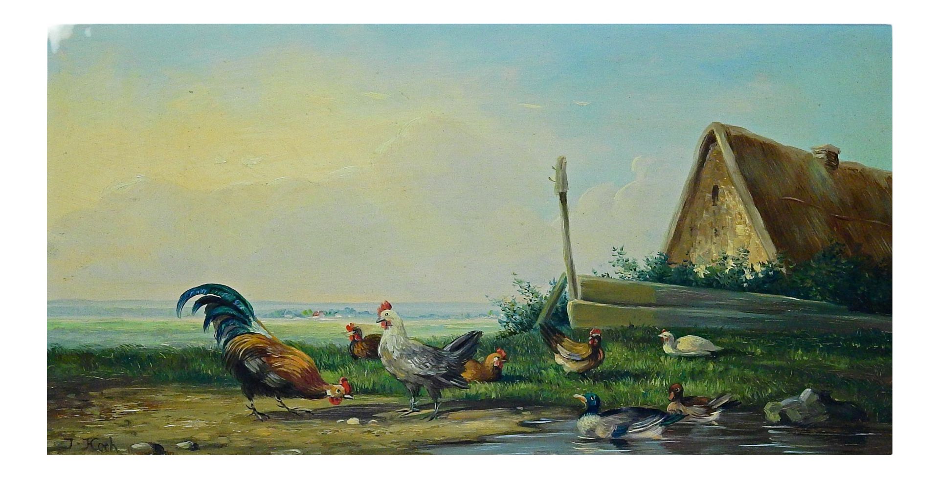 Joseph Koch (1886-1966), Zwei Gemälde mit Hühnern vor einem Gehöft - Bild 18 aus 19