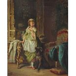 Wohl Anna Barth (1832-1912 ), Mädchen in der Stube mit Hund