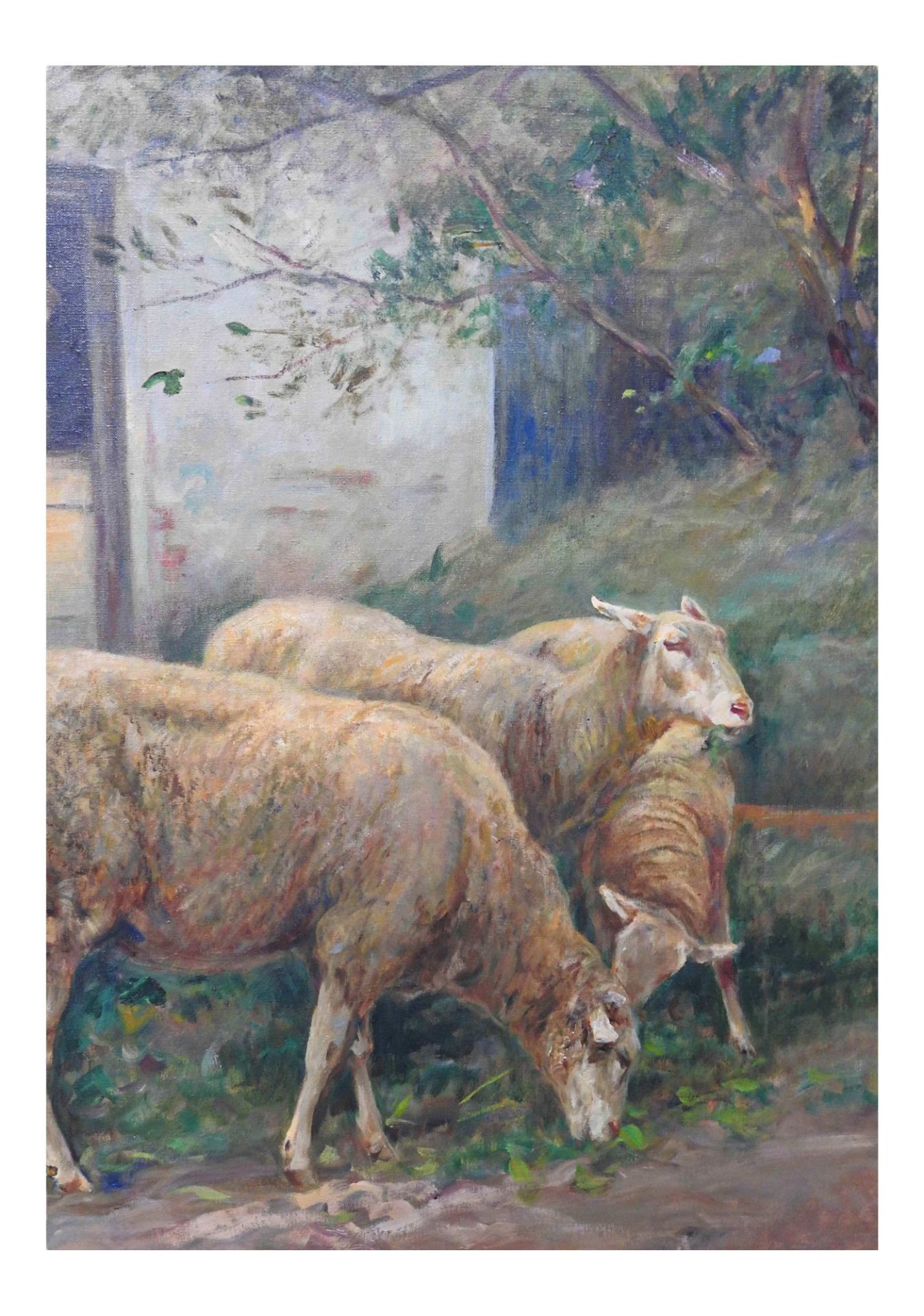 Johann Daniel Holz (1867 Bremen – 1945 Fürstenfeldbruck), Frau beim Schafe füttern - Bild 3 aus 8