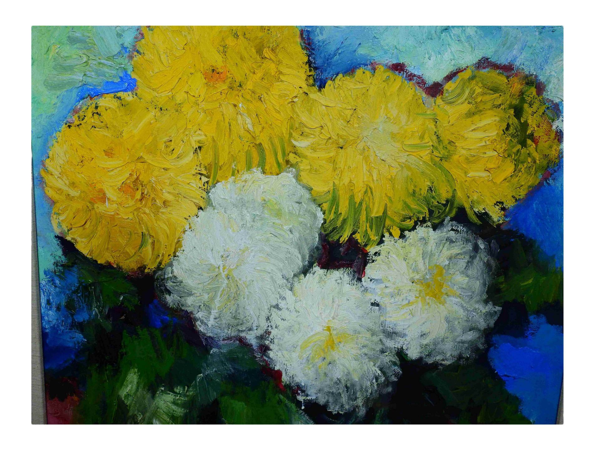 Paul Mathias Padua (1903 Salzburg – 1981 Rottach-Egern), Blumenstilleben mit gelben und weißen Chrys - Bild 2 aus 7