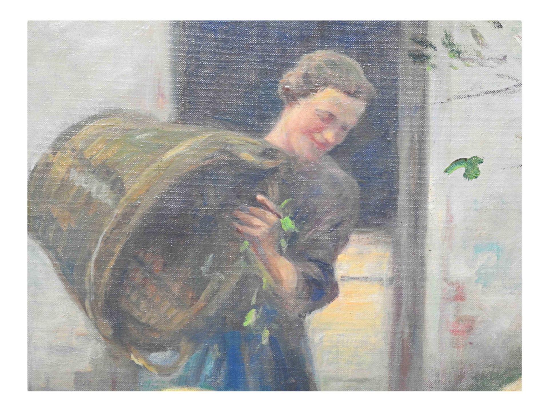 Johann Daniel Holz (1867 Bremen – 1945 Fürstenfeldbruck), Frau beim Schafe füttern - Bild 2 aus 8