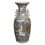 Chinesische Rosenmedaillon-Vase im Kanton-Stil