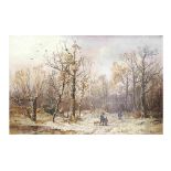 Adolf Stademann (1824 München - 1895 ebenda), Winterlicher Laubwald mit Spaziergängern