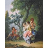 Nach François Boucher (1703 Paris – 1770 ebenda) , Schäferszene mit Burschen vor drei Frauen