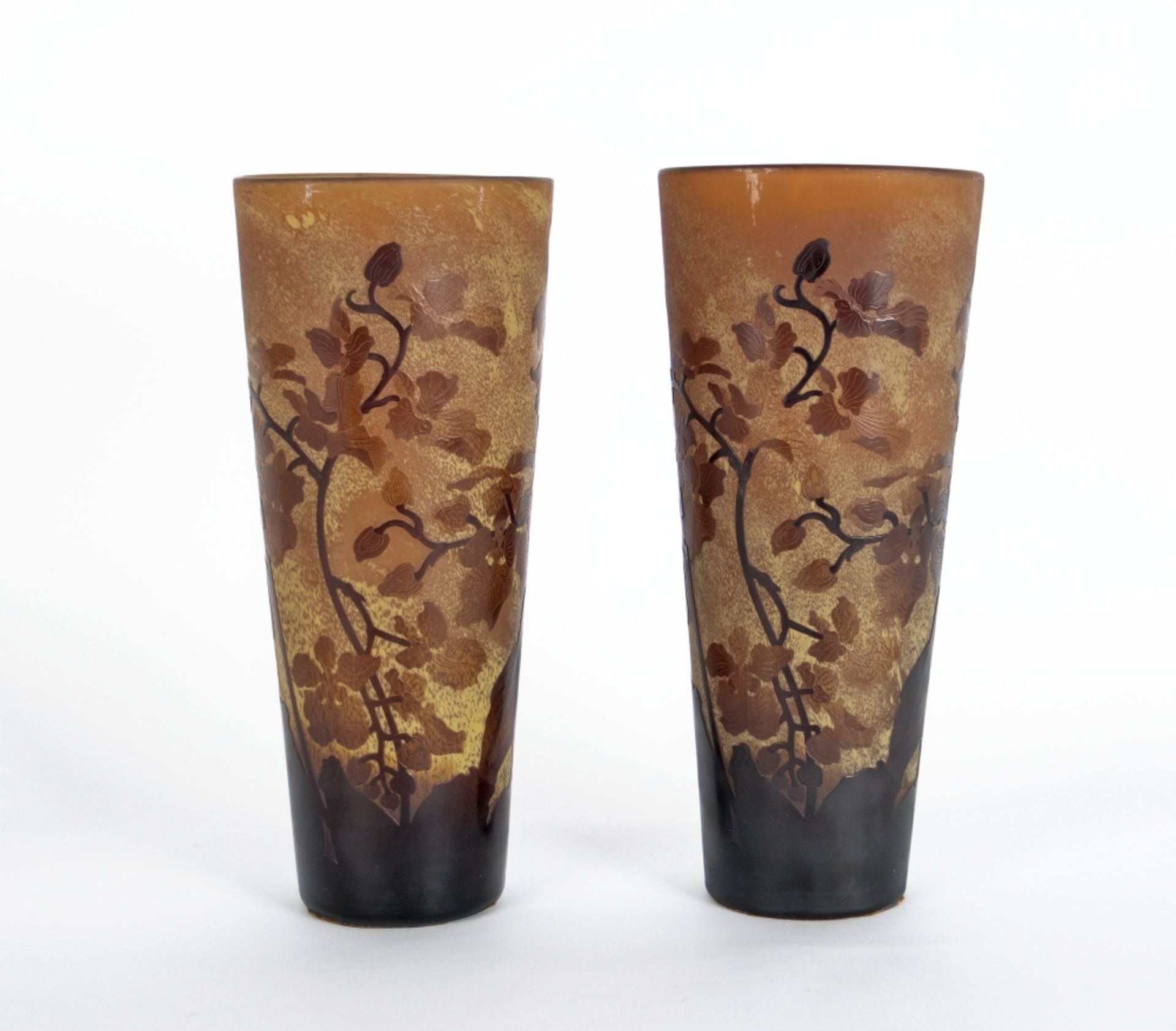 Gallé:  Ein Paar Vasen mit Orchideenmotiv