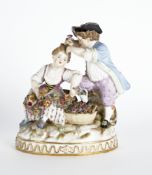 Meissen:  Pärchen mit Blumen