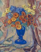 Helberger, Alfred Hermann:  Blumenstilleben mit blauer Vase