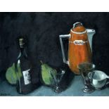 Feinstein, Pavel:  Stilleben mit Flasche, Gläsern, Kanne und Früchten