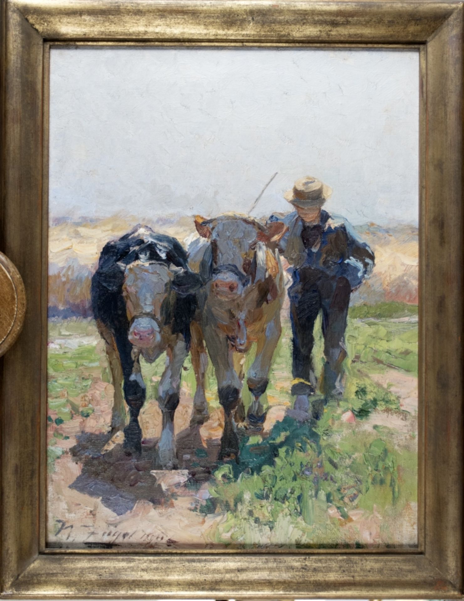 Zügel, Heinrich Johann von: Kühe mit Hirtenjungen im Sonnenschein - Bild 2 aus 3