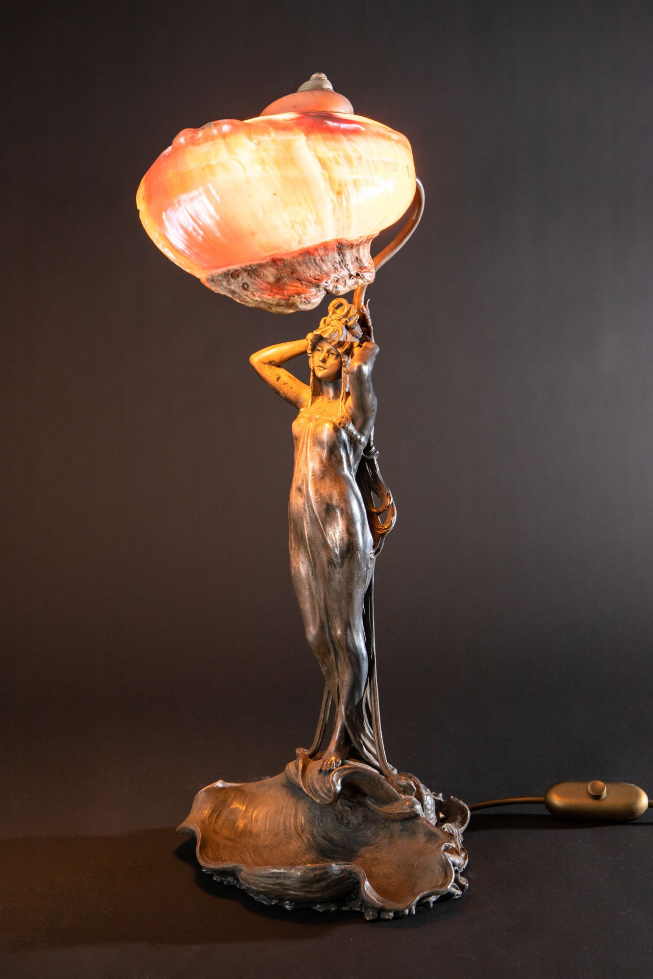 Art Nouveau lamp with nautilus shell - Image 2 of 13