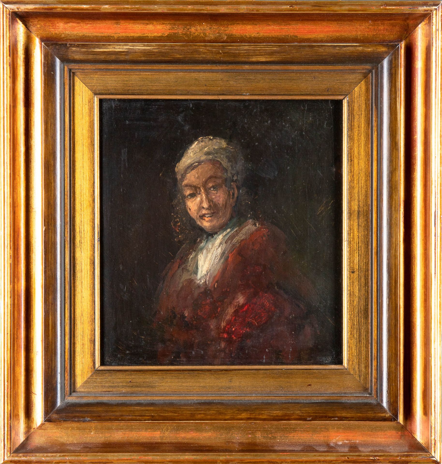 Painting in the manner of Aert De Gelder, portrait of a woman - Image 2 of 7