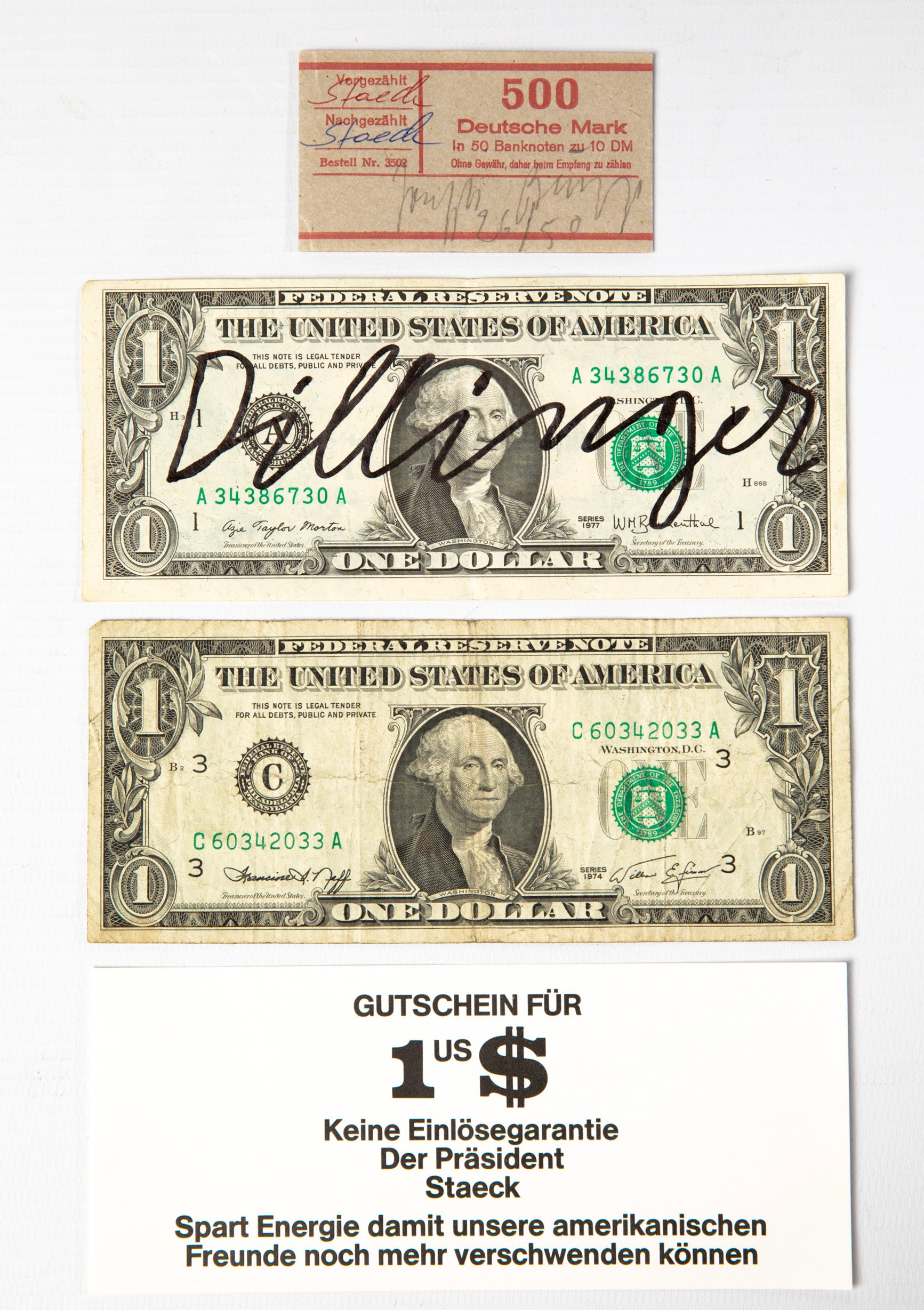 Joseph Beuys*, Dollar notes/ Dollar bills, Ex. 26/50