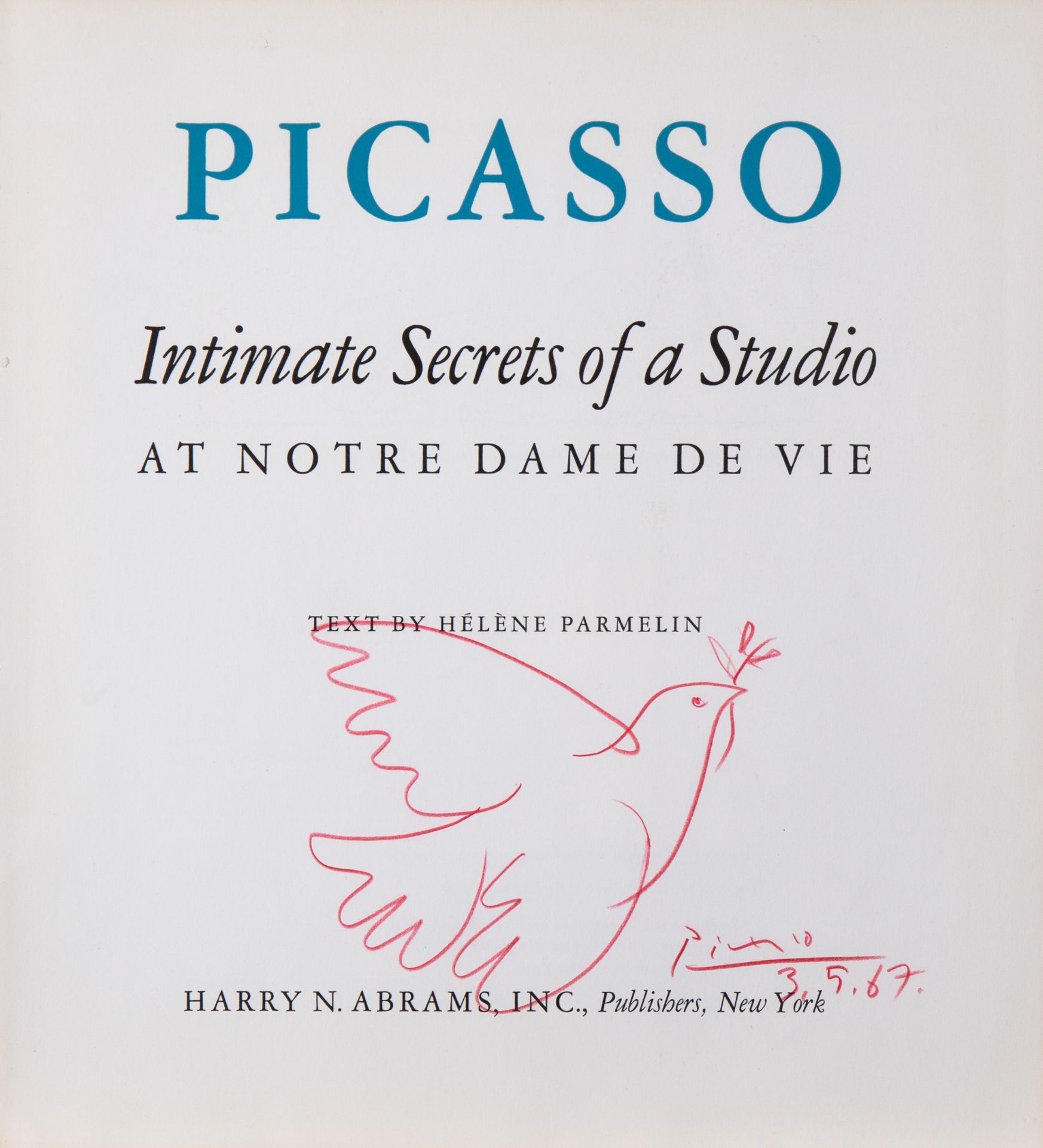 Pablo Picasso*, Zeichnung, Farbstift auf Buchseite, 1967