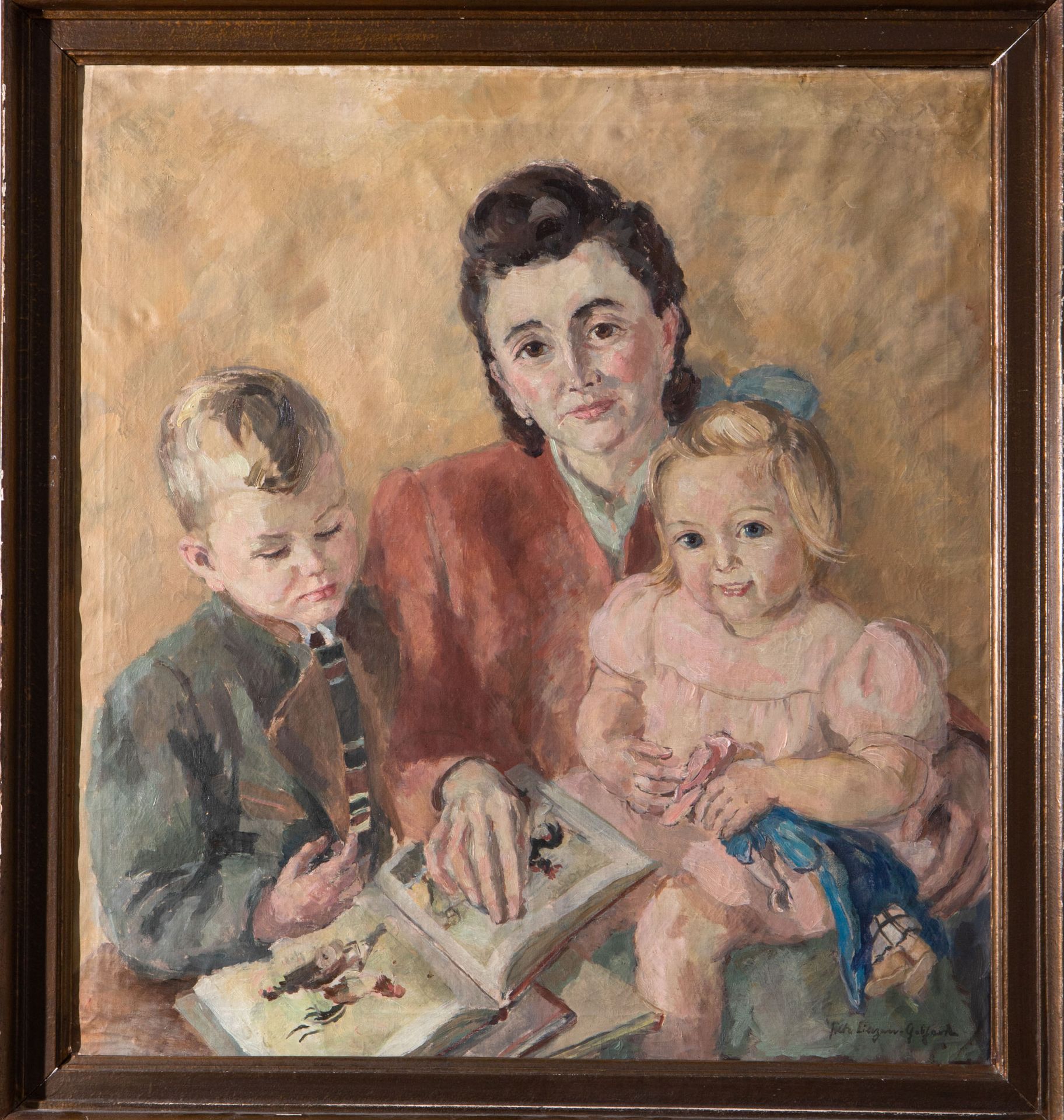 Hilde Linzen-Gebhardt, Family portrait/ woman with 2 children, 1947 - Image 2 of 8