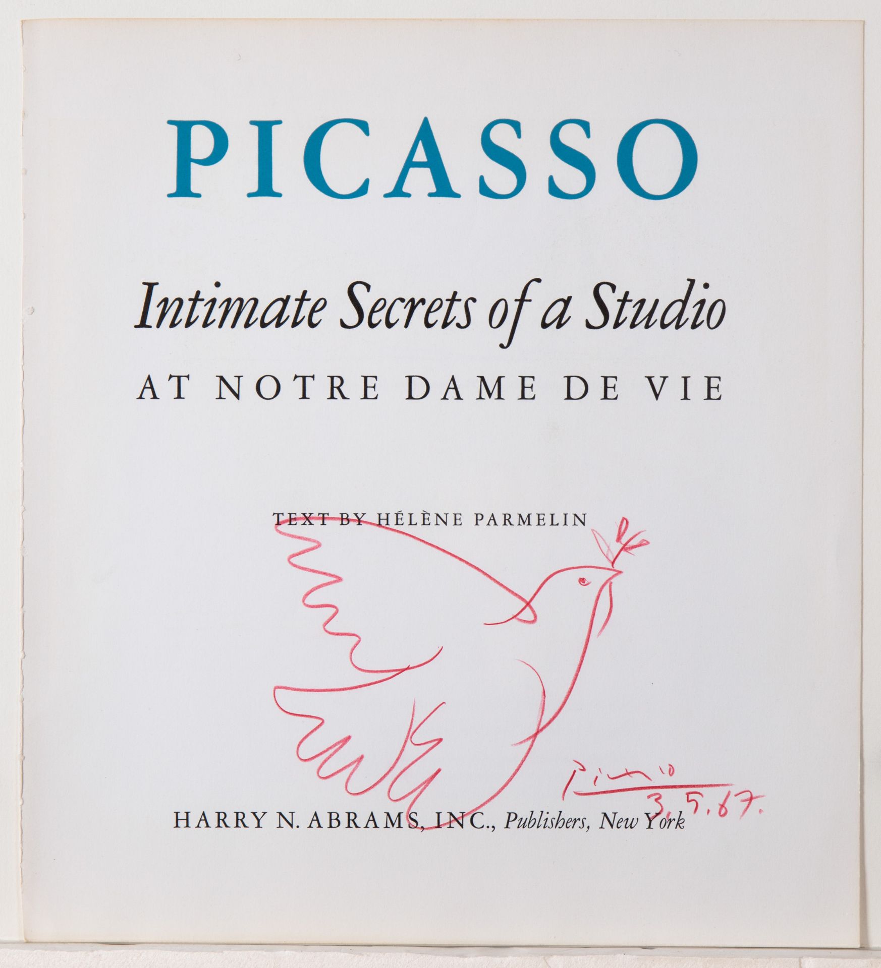 Pablo Picasso*, Zeichnung, Farbstift auf Buchseite, 1967 - Bild 2 aus 4