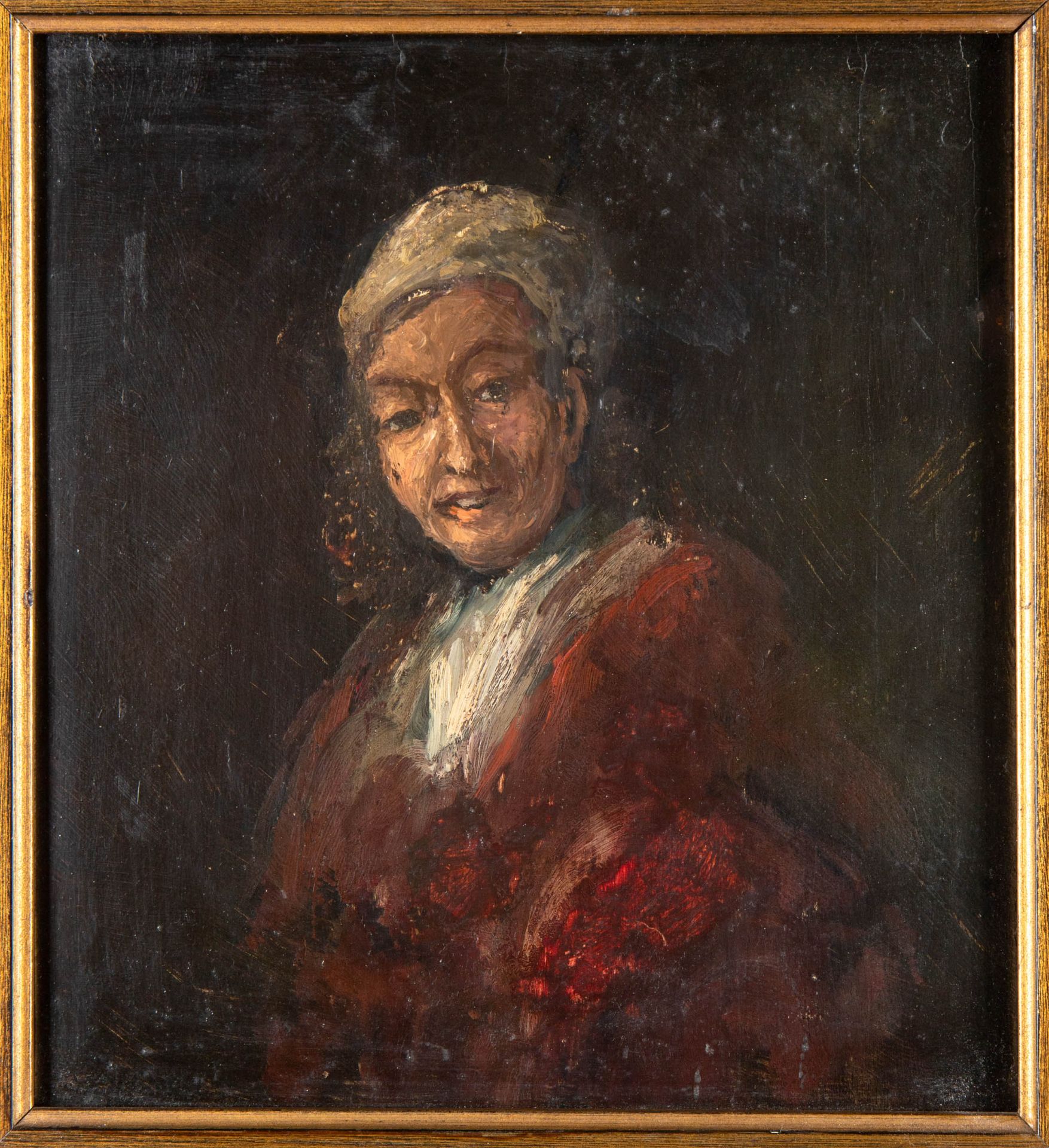 Painting in the manner of Aert De Gelder, portrait of a woman - Image 3 of 7