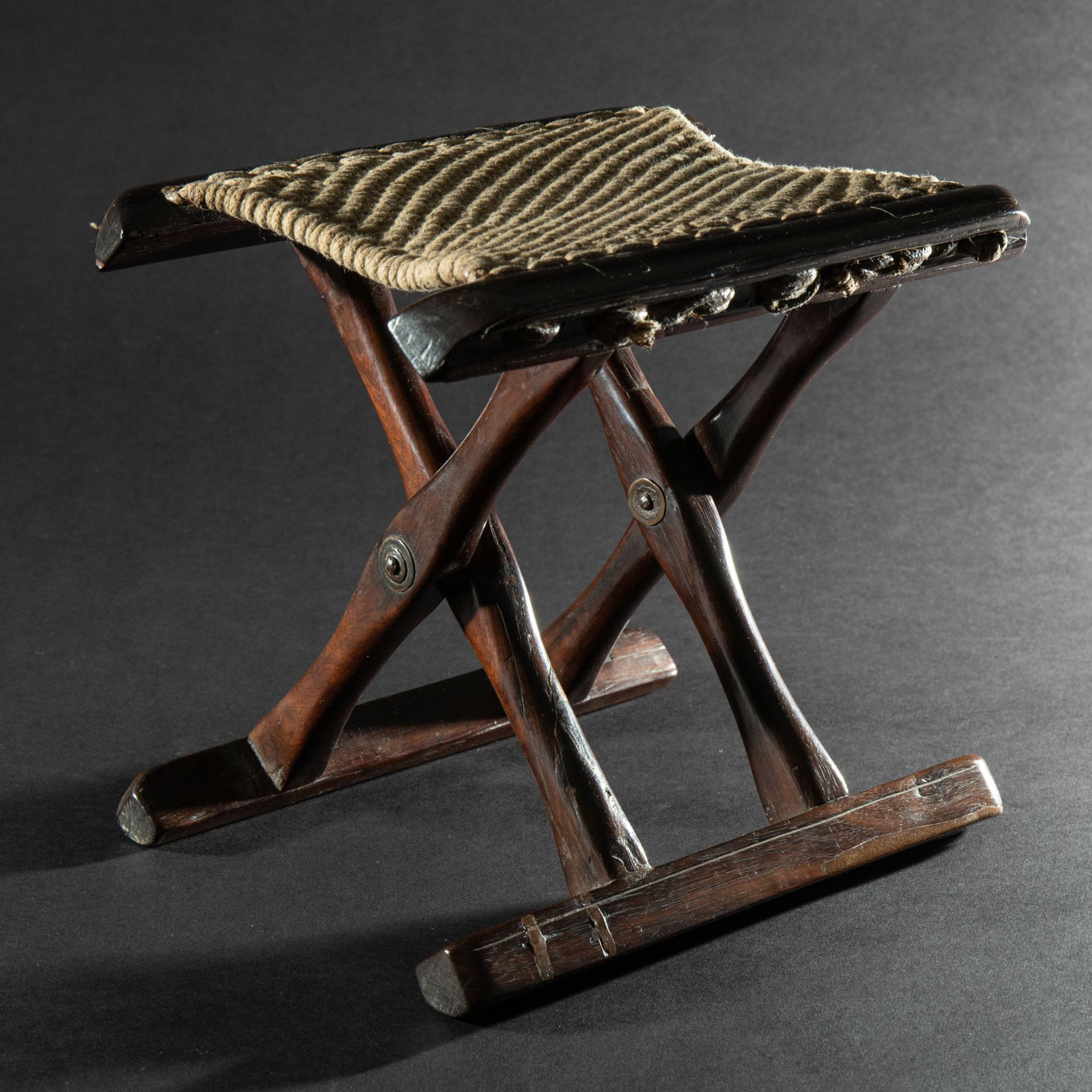 Small folding chair/ stool Jiaowu, Ming Dynasty, zitan wood