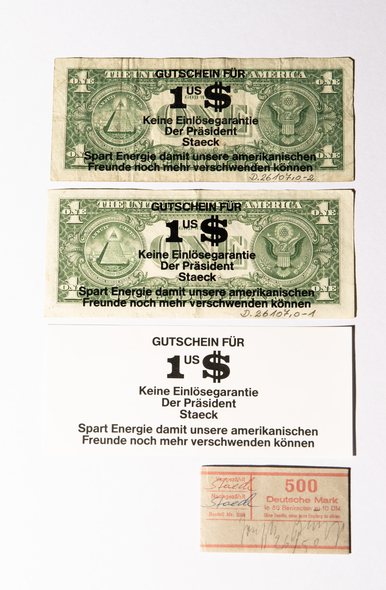 Joseph Beuys*, Dollar notes/ Dollar bills, Ex. 26/50 - Image 2 of 4