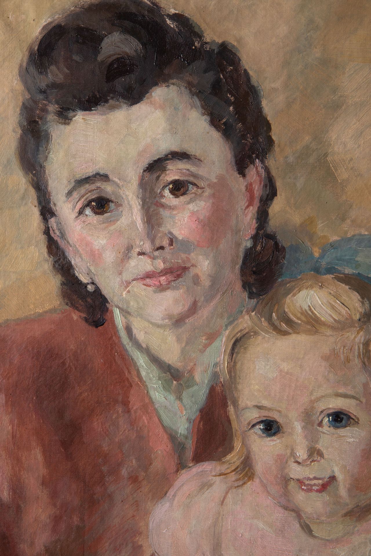 Hilde Linzen-Gebhardt, Familienbildnis/ Frau mit 2 Kindern, 1947 - Bild 5 aus 8