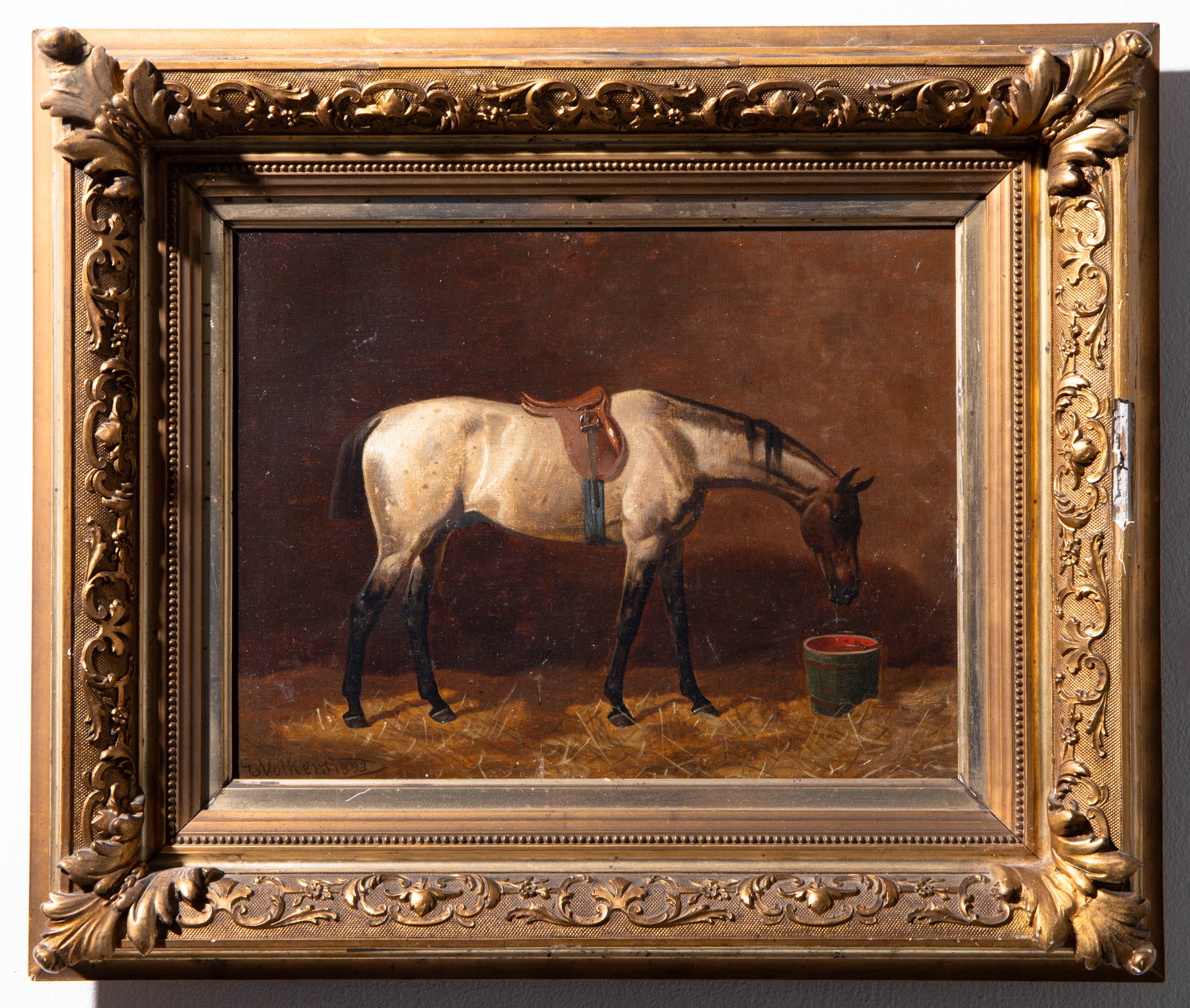 Emil Volkers, Painting, White Horse - Image 2 of 6