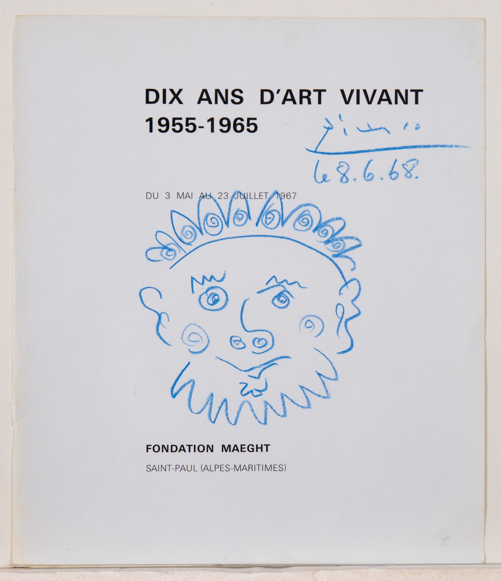 Pablo Picasso*, Zeichnung, Farbstift auf Buchseite, 1968 - Bild 2 aus 4