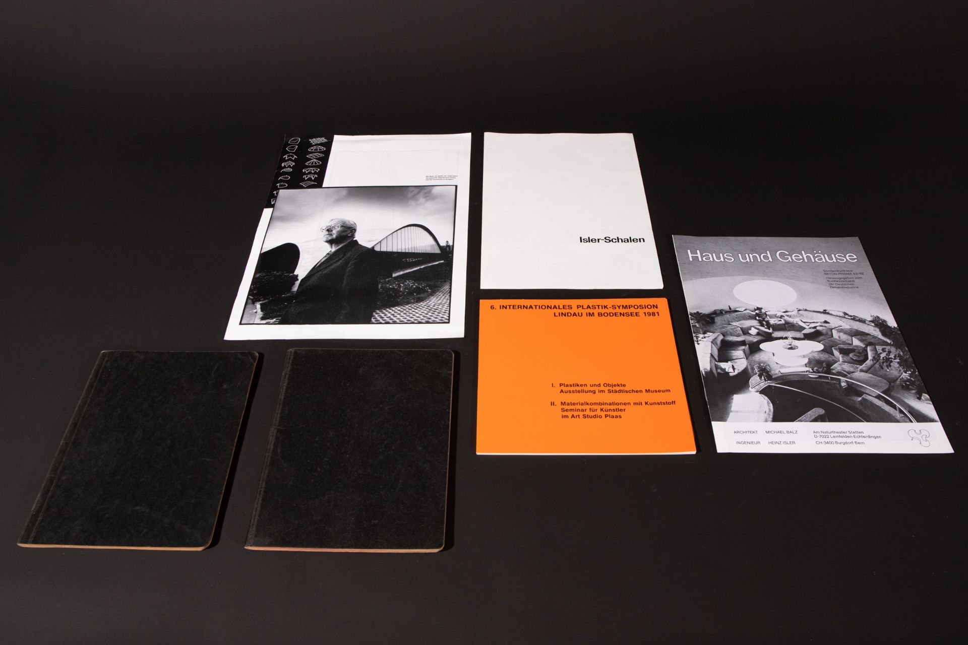 Heinz Isler, 3 models of organic prestressed concrete shells, 2 notebooks, advertising material - Image 4 of 5