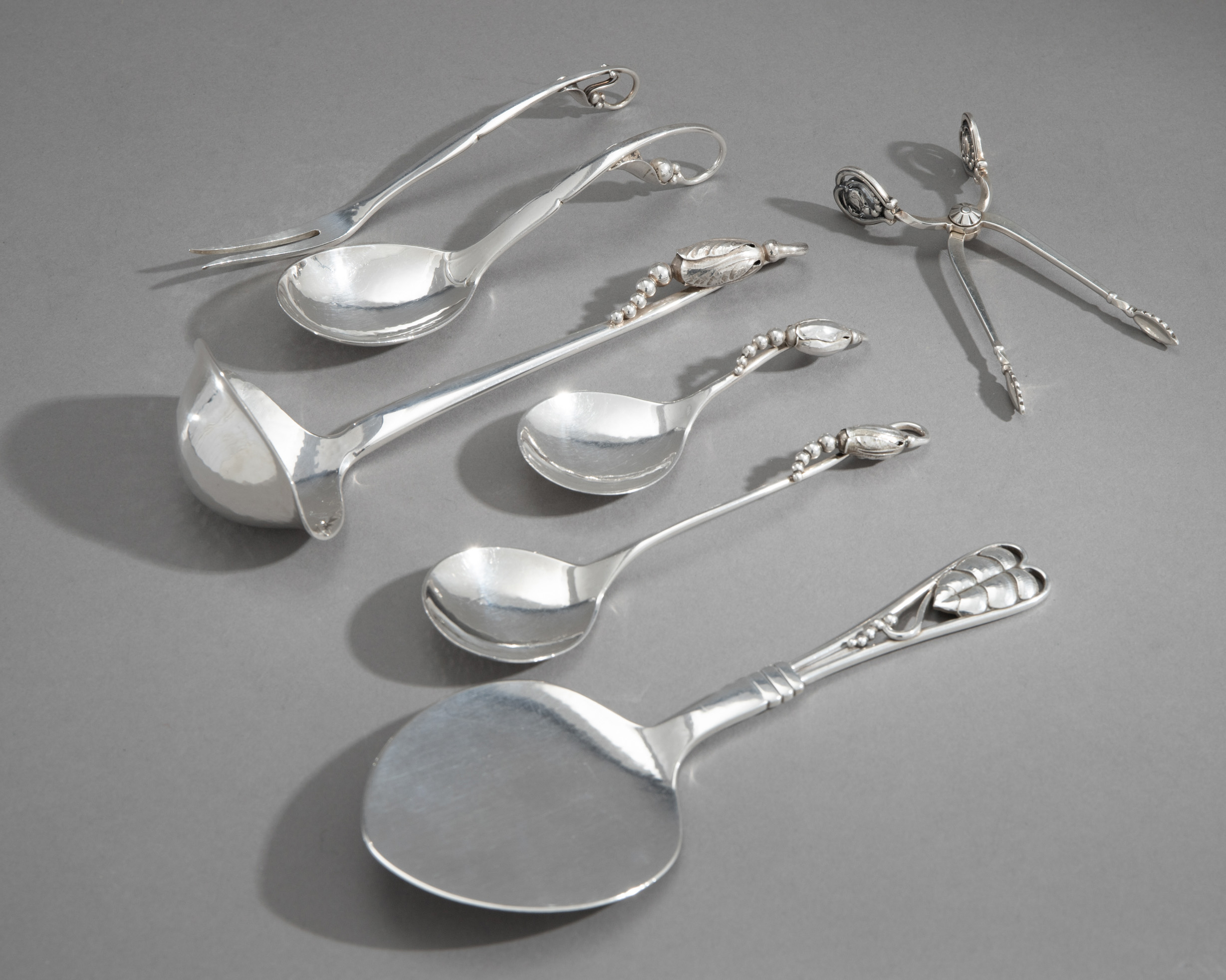 Set of silver Georg Jensen, 7 parts Magnolia/ Blossom and others