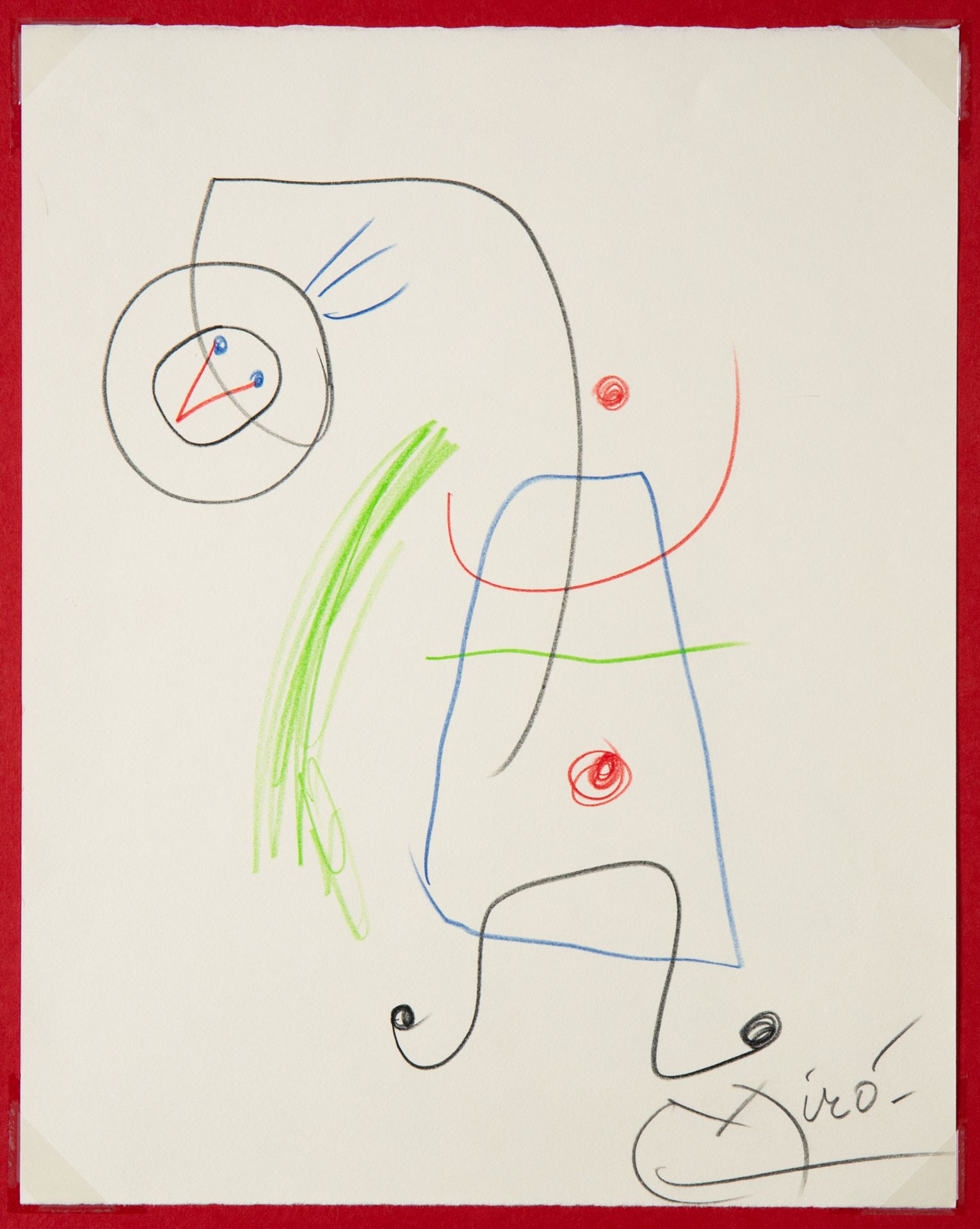 Joan Miró*, Farbstift/ Farbkreide auf Papier