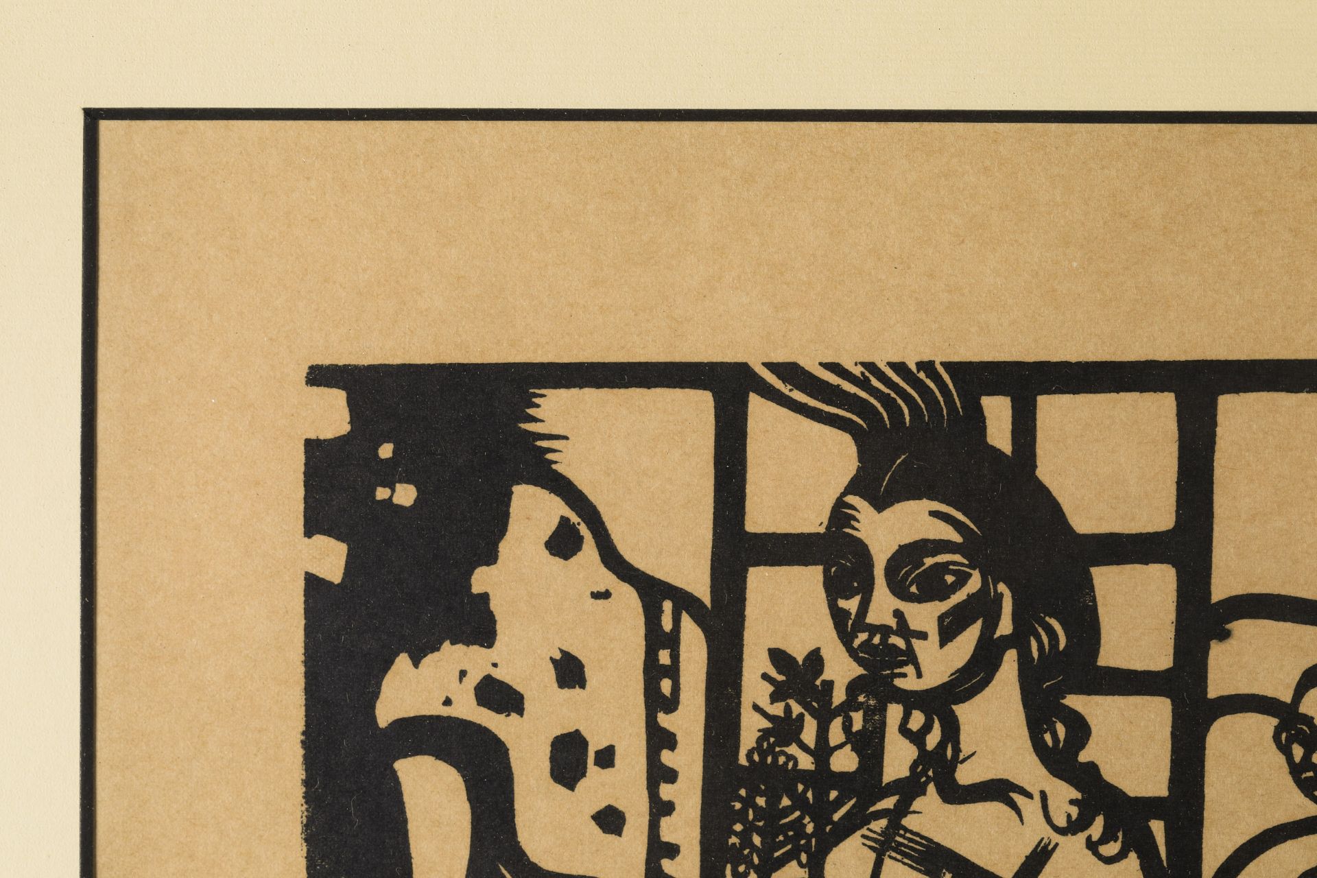 Heinrich Campendonk, Interior with two nudes, woodcut - Image 4 of 4