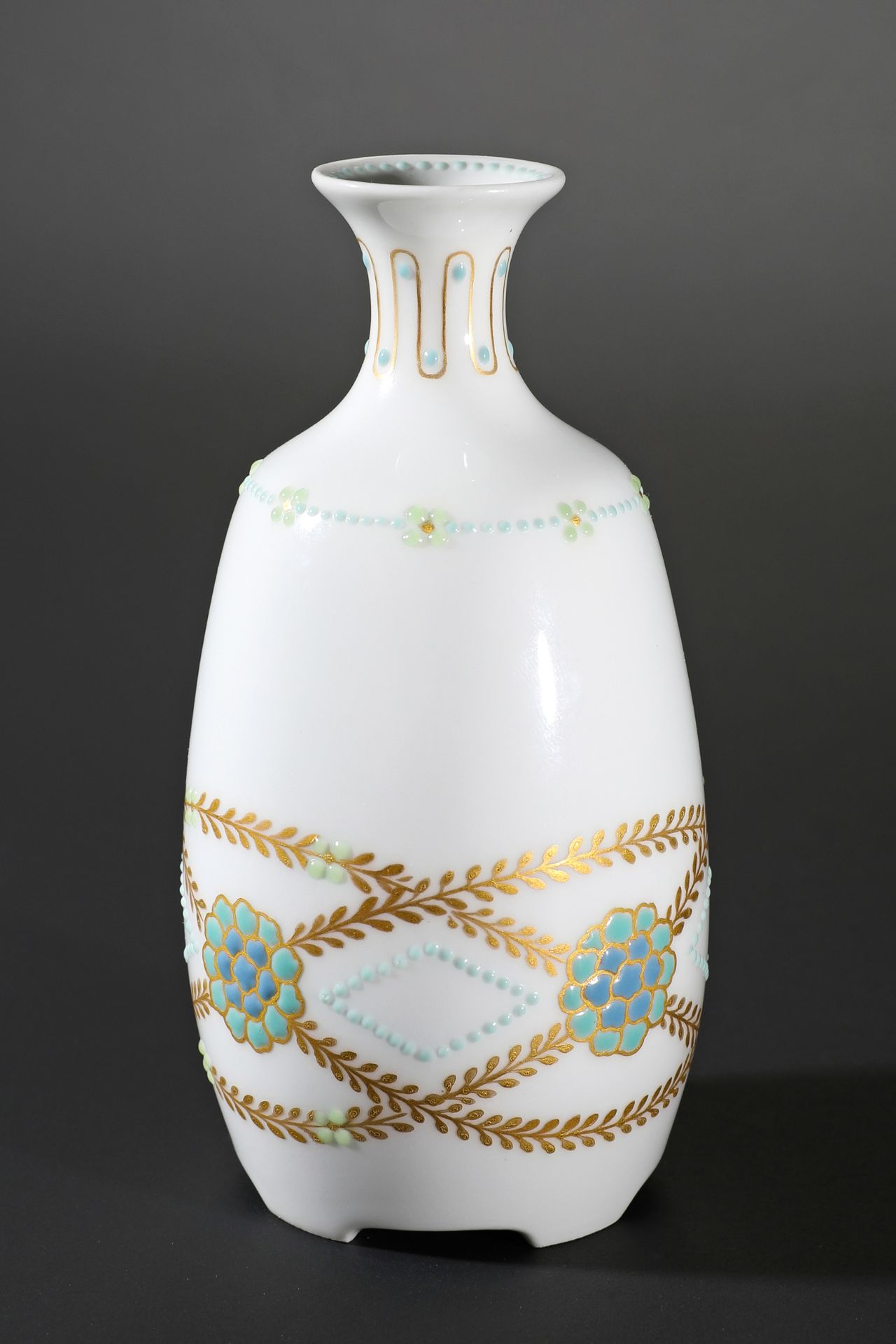 KPM Schmuz Baudiss, Vase with enamel relief decoration and gold