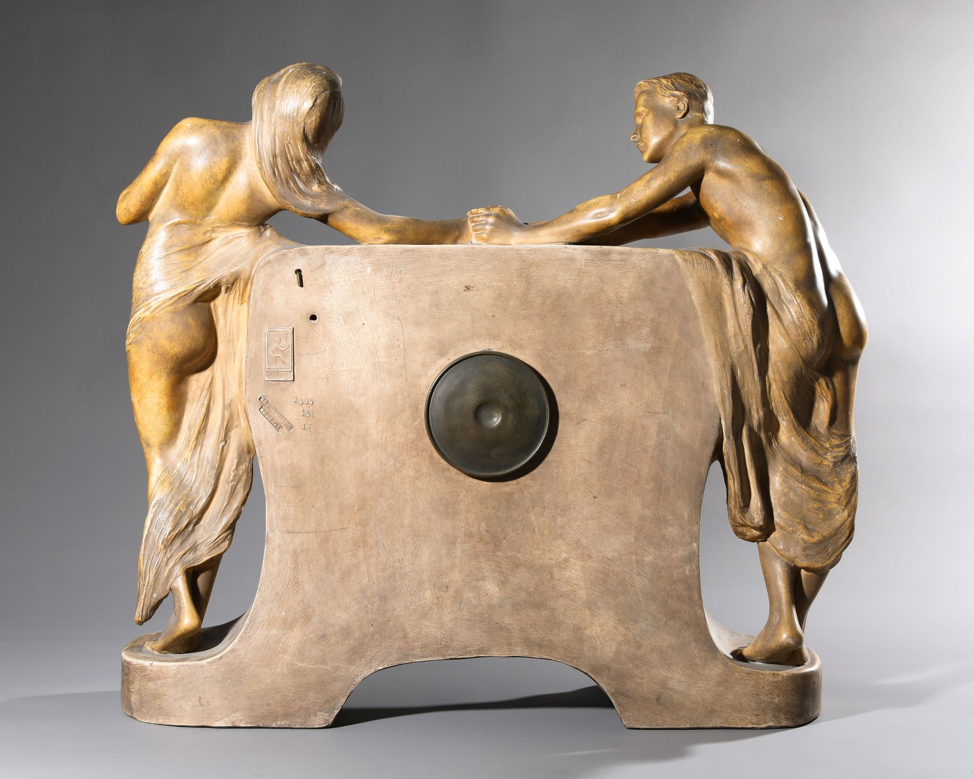 Friedrich Goldscheider, Simon, countertop Clock Amicitia Vincit Horas - Image 6 of 8