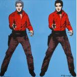 nach Andy Warhol, Rosenthal, Elvis stehend (blau), 49er Auflage