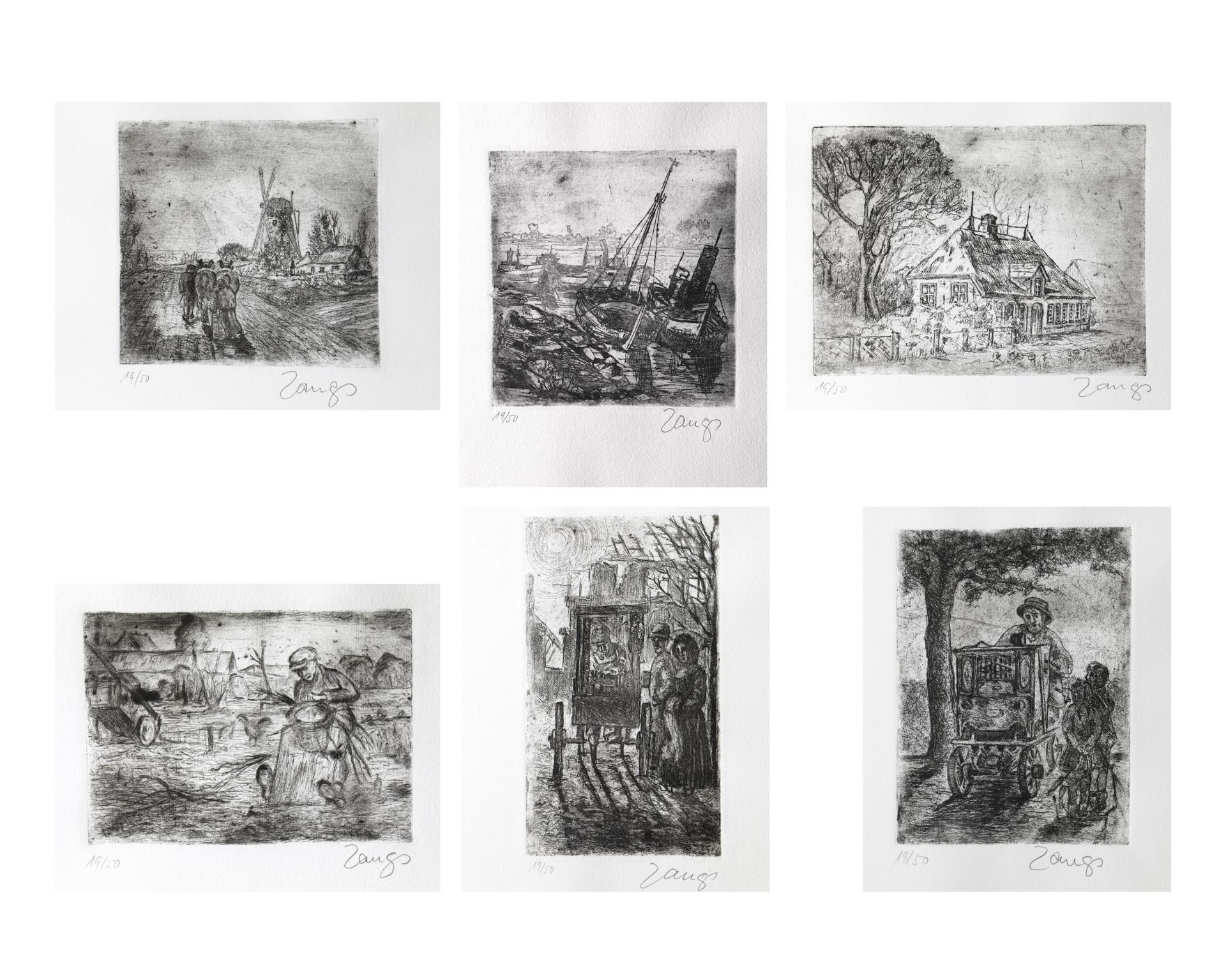 Herbert Zangs*, portfolio with 6 etchings