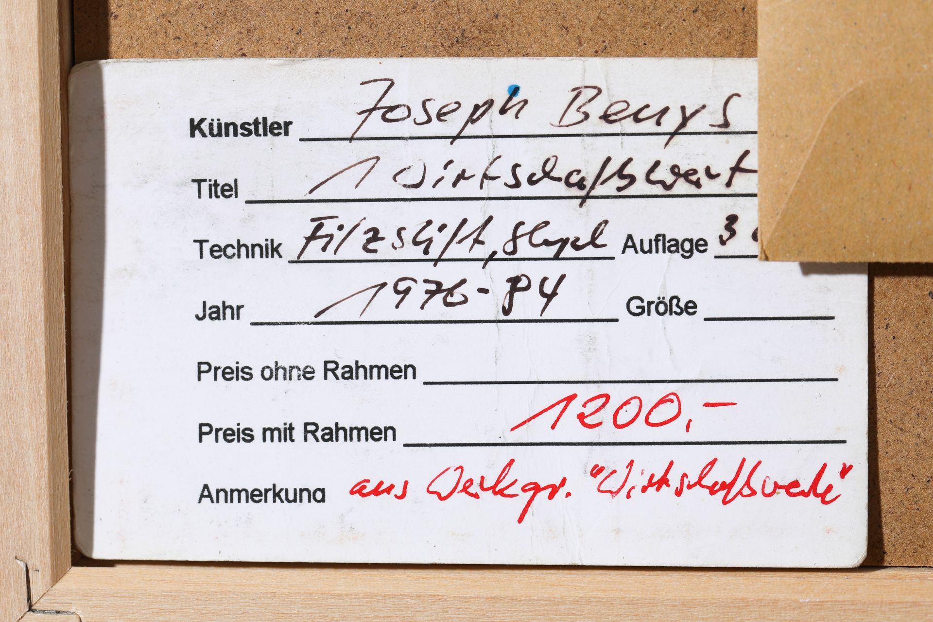 Joseph Beuys*, Wirtschaftswert Dishcloth + certificate Edition Staeck - Image 5 of 5