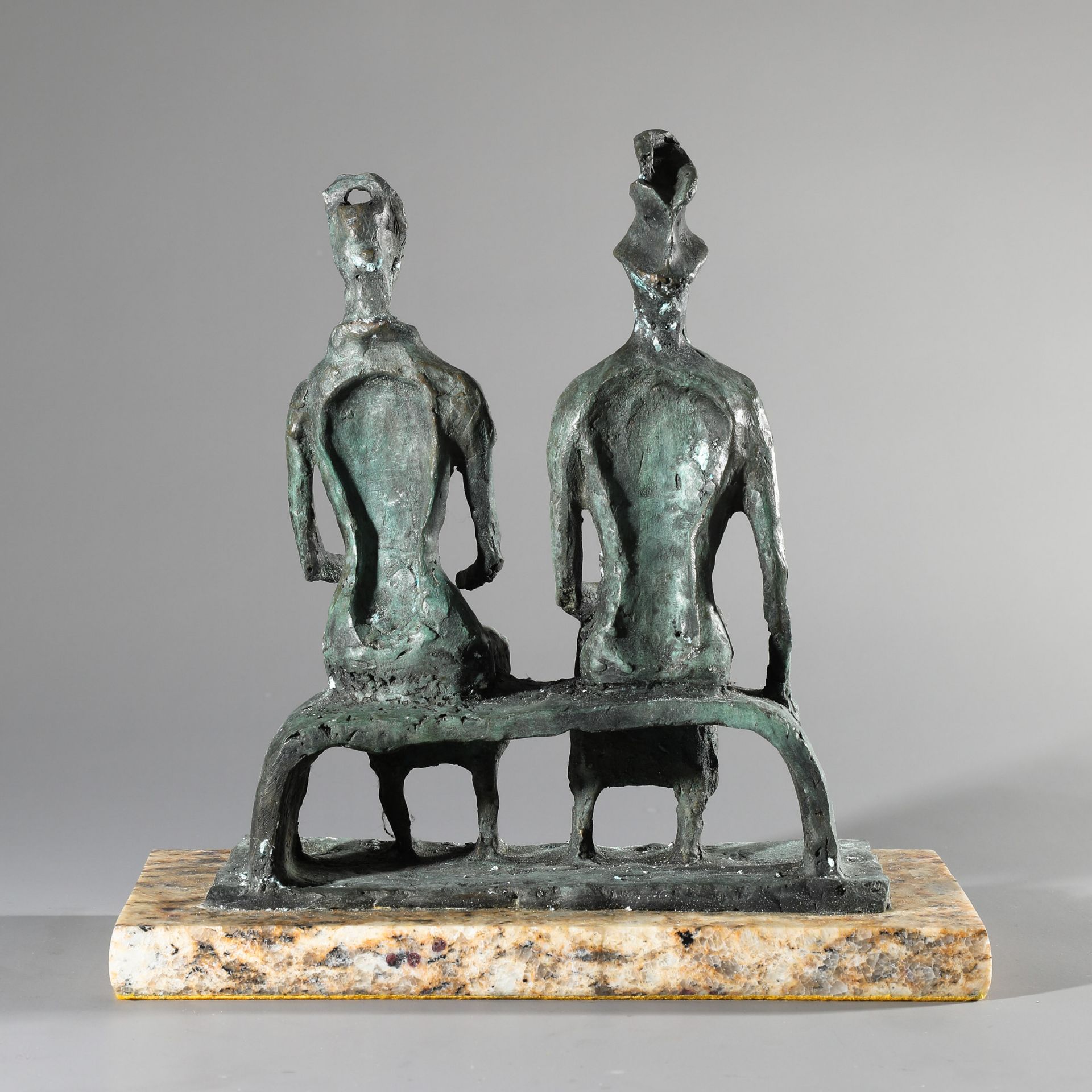 after Henry Moore, King and Queen, replica, bronze, patinated - Image 4 of 5