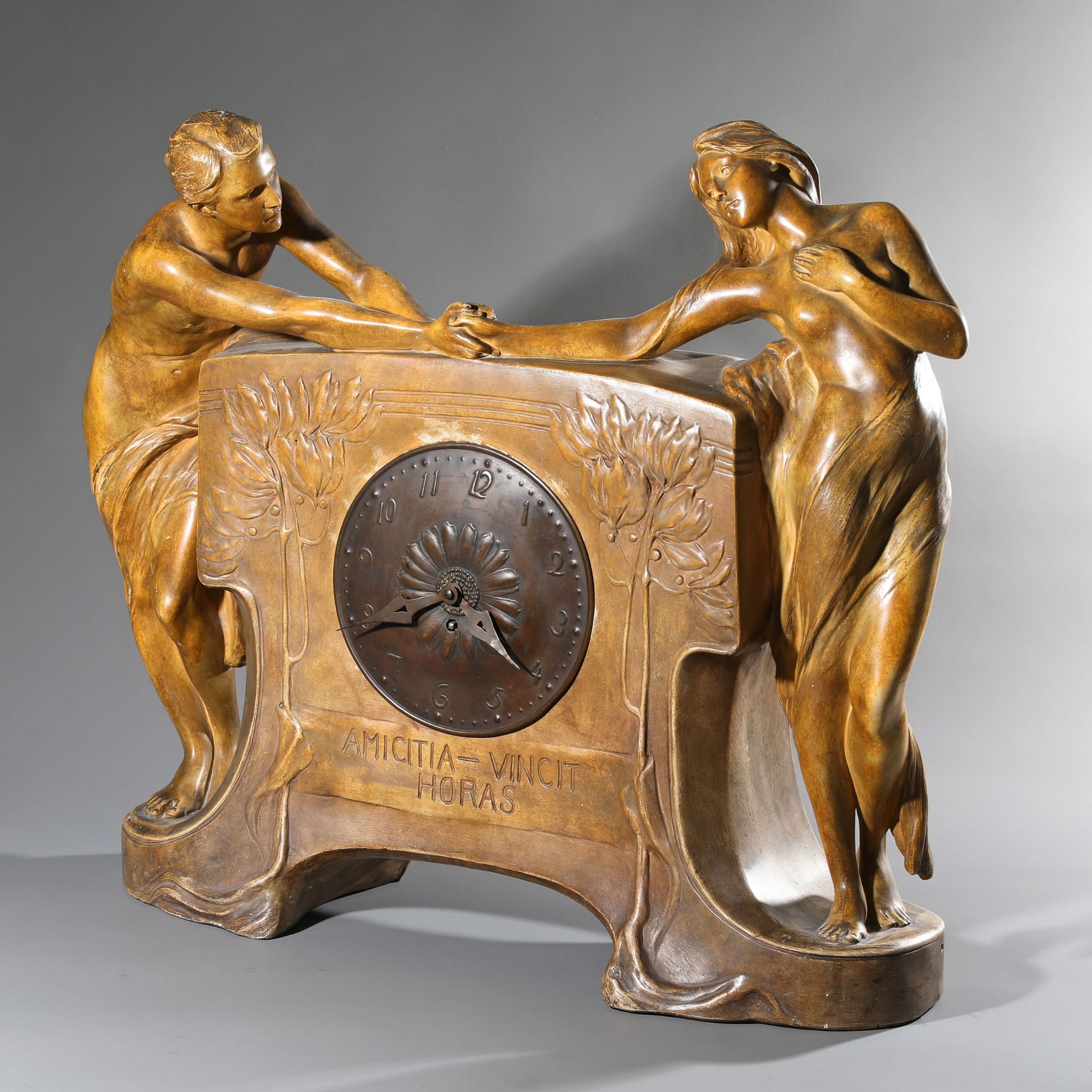 Friedrich Goldscheider, Simon, countertop Clock Amicitia Vincit Horas - Image 2 of 8