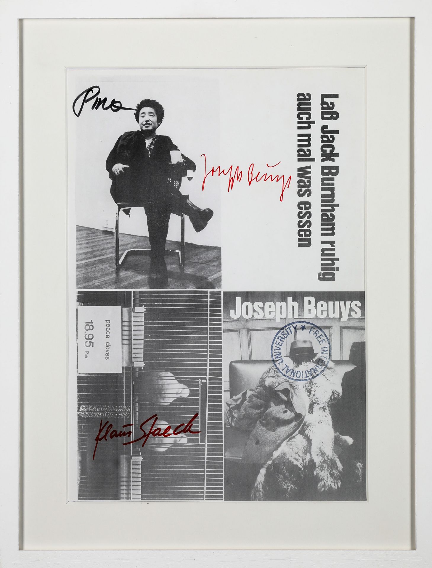 Joseph Beuys*, Klaus Staeck, Nam June Paik, signed proof for postcards, 1974 - Image 2 of 5