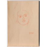 Gustav Klimt, Portrait einer Frau, Rötelzeichnung